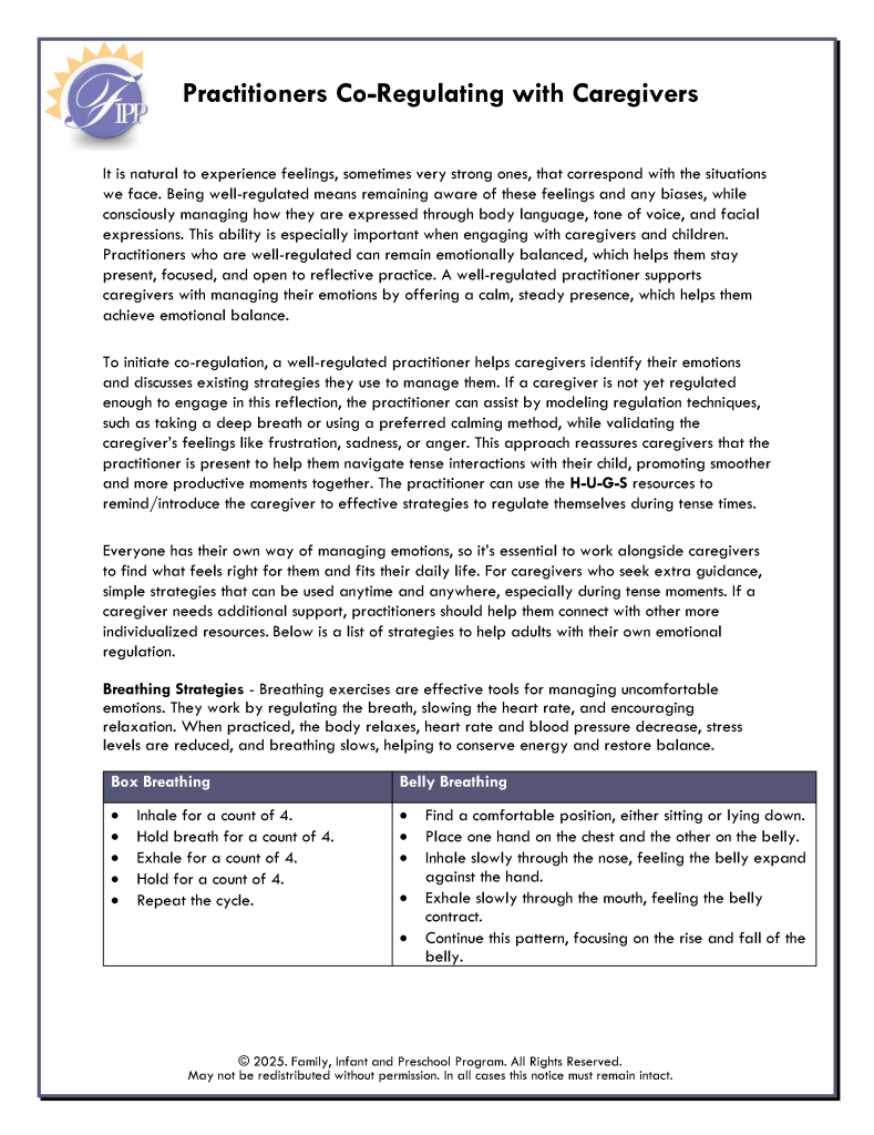 Practitioners Co-Regulating with Caregivers (PDF) 