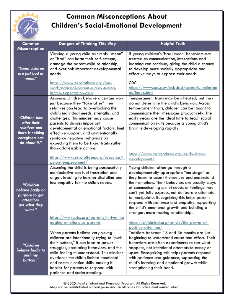 Common Misconceptions About Children’s Social-Emotional Development (PDF) 