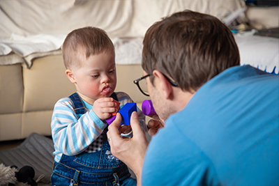 A therapist evaluating a child