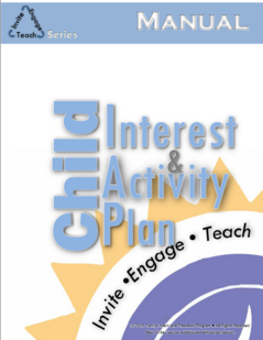 Clickable Image. Cover of a manual titled "Child Interest & Activity Plan" 